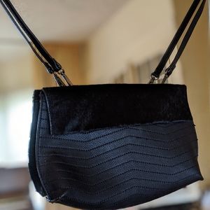Black faux leather purse